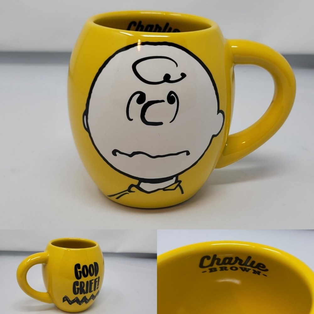 Peanuts Charlie Brown Good Grief Ceramic Mug Yellow 2016 Vandor
